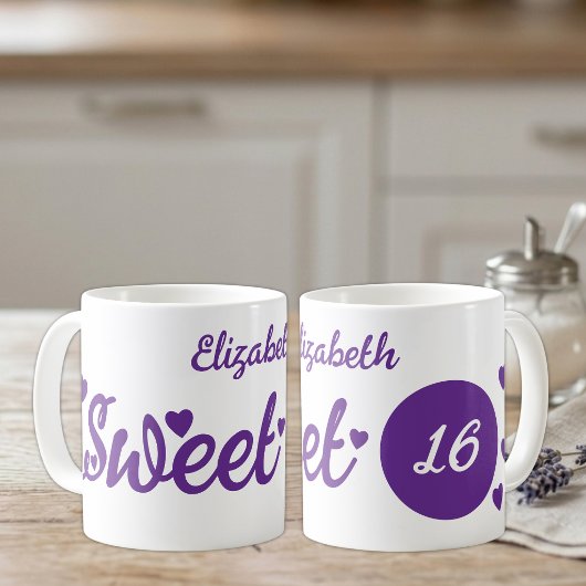 Sweet 16 name 16. Geburtstag lila Kaffeetasse