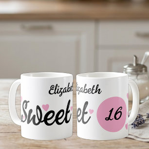 Sweet 16 name 16. Geburtstag pink Kaffeetasse