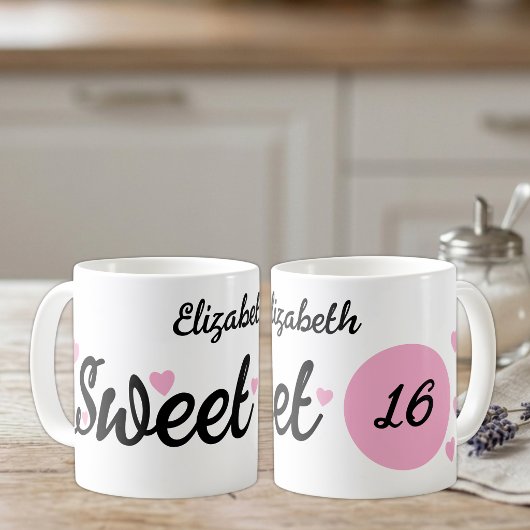 Sweet 16 name 16. Geburtstag pink Kaffeetasse