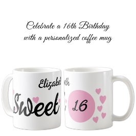 Sweet 16 name 16. Geburtstag pink Kaffeetasse