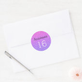 Sweet 16 Name Age Ombre Lila Glitzer Glitzern Runder Aufkleber (Umschlag)