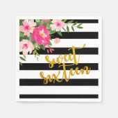 Sweet 16 Napkin - Schwarz/Weiß Streifen Serviette (Vorderseite)