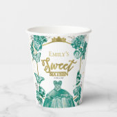 Sweet 16 Napkins Butterfly Emerald Green Dress Pappbecher (Rückseite)