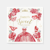 Sweet 16 Napkins Butterfly Rotes Kleid Blüte Serviette (Vorderseite)