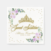 Sweet 16 Napkins Gold Tiara Lavender Floral Serviette (Vorderseite)