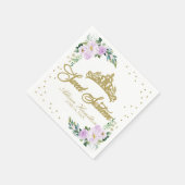 Sweet 16 Napkins Gold Tiara Lavender Floral Serviette (Ecke)