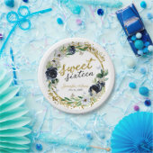 Sweet 16 Navy Blue Floral Butterfly Pappteller (Party)