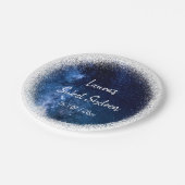 Sweet 16 Navy Blue Glitzer Paper Plate Pappteller (Schrägansicht)