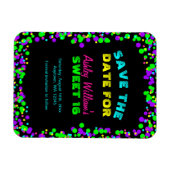 Sweet 16 Neon Glow Confetti Save the Date Magnet (Horizontal)