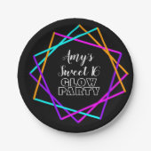 Sweet 16 Neon Glow im Dunkelbarren Party Pappteller (Vorderseite)