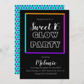 Sweet 16 Neon Glow im Dunkelblume-Party Einladung (Vorne/Hinten)