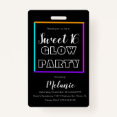 Sweet 16 Neon Glow in the Dark Birthday Pass ID Ausweis (Vorderseite)