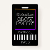 Sweet 16 Neon Glow in the Dark Birthday Pass ID Ausweis (Rückseite)