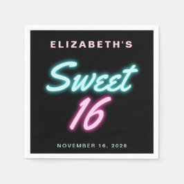 Sweet 16 Neon Lights Geburtstagsparty Napkins Serviette