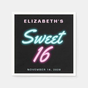 Sweet 16 Neon Lights Geburtstagsparty Napkins Serviette