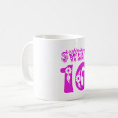Sweet 16 Niedlich florale Typografie Hot Pink Text Kaffeetasse (Vorderseite Links)