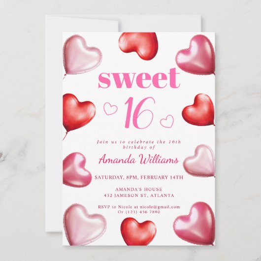 Sweet 16 Niedlich Pink Chic Girly Birthday Party Einladung (Vorderseite)