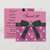 Sweet 16 Niedlich Skulls & Polka Dots Pink Invites Einladung (Vorne/Hinten)