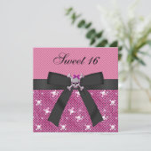 Sweet 16 Niedlich Skulls & Polka Dots Pink Invites Einladung (Stehend Vorderseite)
