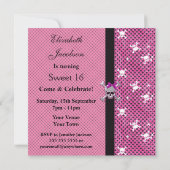 Sweet 16 Niedlich Skulls & Polka Dots Pink Invites Einladung (Rückseite)