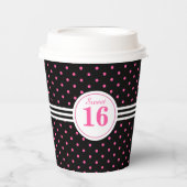 Sweet 16 on Black and Pink Birthday Party Pappbecher (Vorderseite)
