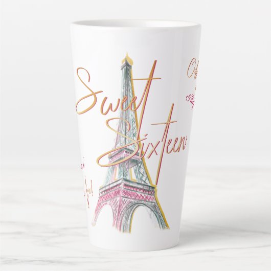 Sweet 16 Ooh La Paris Eiffelturm Personalisiert Milchtasse (Vorderseite)