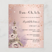 Sweet 16 Paris Rose Gold Eiffelturm Einladung (Vorderseite)
