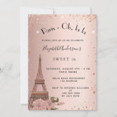 Sweet 16 Paris Rose Gold Eiffelturm Luxus Einladung (Vorderseite)