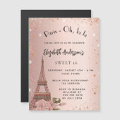 Sweet 16 Paris Rose Gold Eiffelturm Luxus Magneteinladung (Vorne/Hinten)