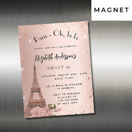Sweet 16 Paris Rose Gold Eiffelturm Luxus Magneteinladung