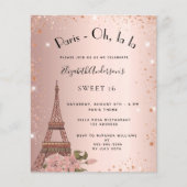 Sweet 16 Paris Rose Gold Glitzer Einladung Flyer (Vorne)
