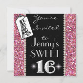 SWEET 16 Paris THEME Party Einladung mit BLING! (Vorderseite)