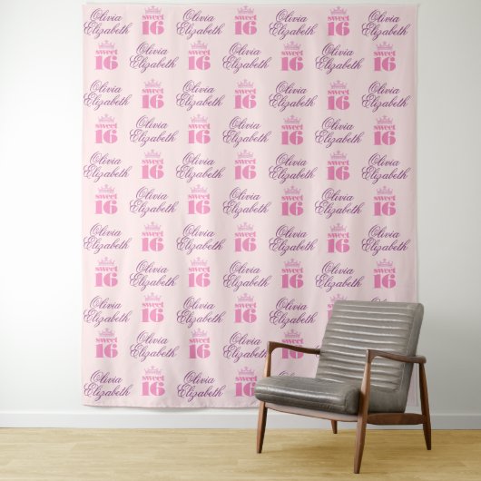 Sweet 16 Party Backdrop Step und Repeat Wandteppich (Beispiel)