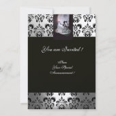 SWEET 16 PARTY BLACK & WHITE DAMASK Champagner Einladung (Rückseite)