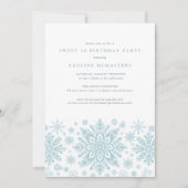 Sweet 16 Party Blue White Snowflake Winter Einladung (Vorderseite)