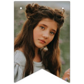 Sweet 16 Party, Chic Black Glitzer & 4 Fotos Wimpelkette (Erste Fahne)