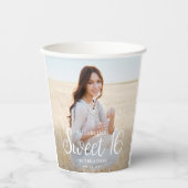 Sweet 16 Party Chic Trendy Script 2 Foto Modern Pappbecher (Vorderseite)