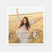 Sweet 16 Party Chic Trendy Script & Foto Modern Serviette (Vorderseite)