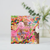 Sweet 16 Party Einladend Candy Pink Einladung (Stehend Vorderseite)