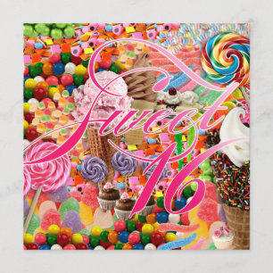Sweet 16 Party Einladend Candy Pink Einladung