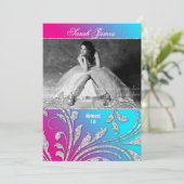 Sweet 16 Party Einladender Glitzer Blätter Rosa Bl Einladung (Stehend Vorderseite)