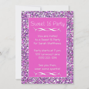Sweet 16 Party Einladungen Rosa Silber Sparkle Loo