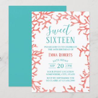 Sweet 16 Party Elegant Beach Coral Reef Geburtstag Einladung
