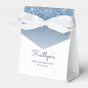 Sweet 16 Party Elegant Blue Glitzer Tropfen Script Geschenkschachtel