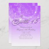 SWEET 16 Party für Lila- und Silbersparkelstars Einladung (Vorne/Hinten)