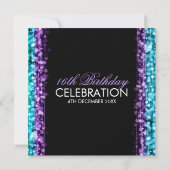 Sweet 16 Party Glitzern Lila Aquamarinen Einladung (Rückseite)