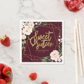 Sweet 16 Party Gold Foil Blush Bloral Burgund Serviette (Beispiel)