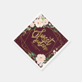 Sweet 16 Party Gold Foil Blush Bloral Burgund Serviette (Ecke)