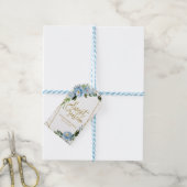 Sweet 16 Party Gold Foil Dusty Blue Floral Geschenkanhänger (Mit Garn)