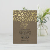 Sweet 16 Party Gold Foil Moderne schicke rustikale Einladung (Stehend Vorderseite)